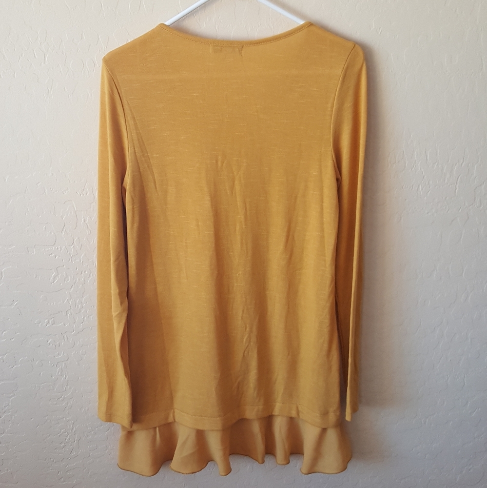 FEVER Mustard Extra long Blouse - Picture 5 of 5